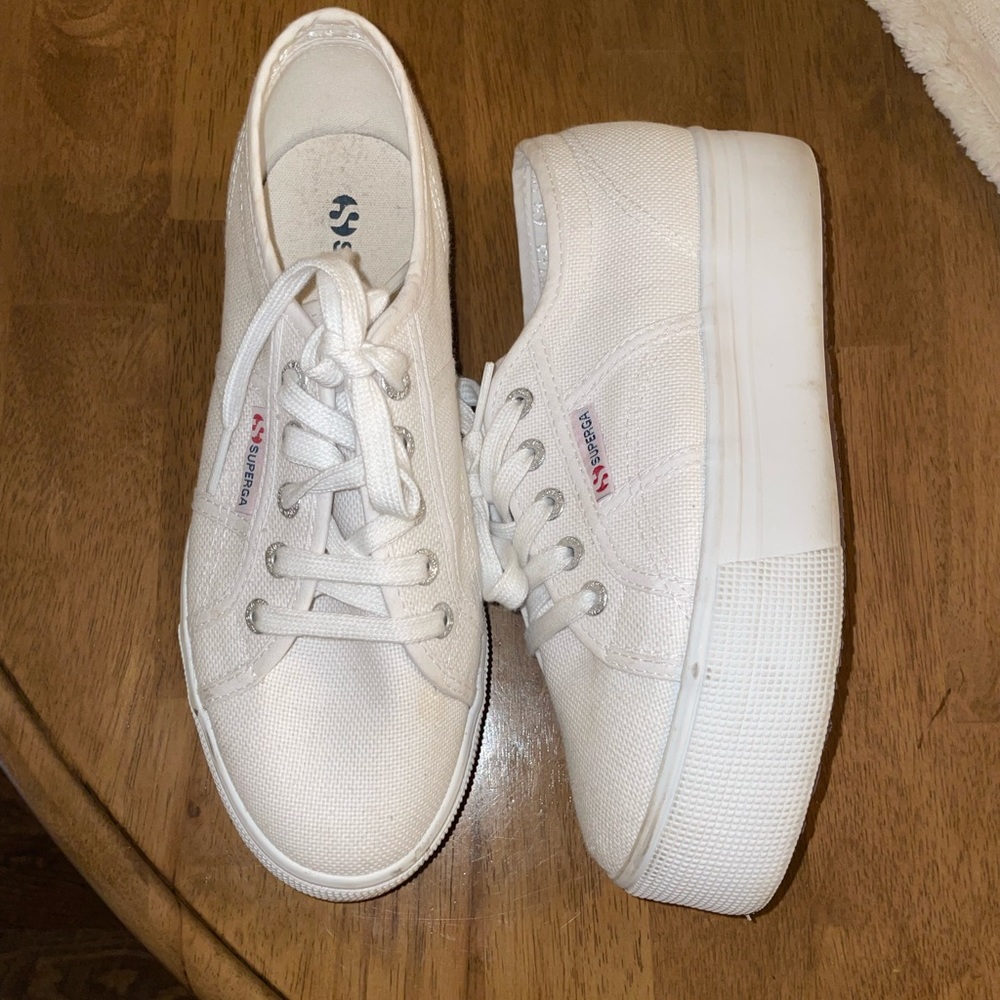 Superga platform shoes in white
